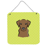 Caroline'S Treasures Checkerboard Lime Green Chocolate Labrador Wall Or Door Hanging Prints, 6 X 6