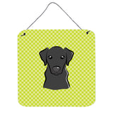 Caroline'S Treasures Checkerboard Lime Green Black Labrador Wall Or Door Hanging Prints, 6 X 6