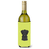 Checkerboard Lime Green Black Labrador Wine Bottle Beverage Insulator Hugger Bb1297Literk