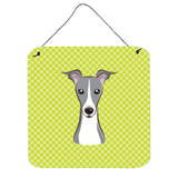 Caroline'S Treasures Checkerboard Lime Green Italian Greyhound Wall Or Door Hanging Prints, 6 X 6