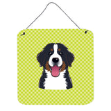 Caroline'S Treasures Checkerboard Lime Green Bernese Mountain Dog Wall Or Door Hanging Prints, 6 X 6