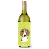 Checkerboard Lime Green Beagle Wine Bottle Beverage Insulator Hugger Bb1301Literk