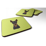 Caroline'S Treasures Bb1302Fc Checkerboard Lime Green Min Pin Foam Coaster (Set Of 4), 3.5 H X 3.5 W, Multicolor