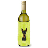 Checkerboard Lime Green Min Pin Wine Bottle Beverage Insulator Hugger Bb1302Literk