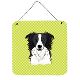 Caroline'S Treasures Checkerboard Lime Green Border Collie Wall Or Door Hanging Prints, 6 X 6