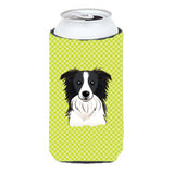 Checkerboard Lime Green Border Collie Tall Boy Beverage Insulator Hugger Bb1303Tbc