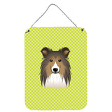 Caroline'S Treasures Checkerboard Lime Green Sheltie Wall Or Door Hanging Prints, 16 X 12