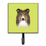 Caroline'S Treasures Bb1304Sh4 Checkerboard Lime Green Sheltie Leash Or Key Holder, Small, Multicolor
