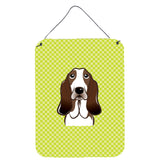 Caroline'S Treasures Checkerboard Lime Green Basset Hound Wall Or Door Hanging Prints, 16 X 12