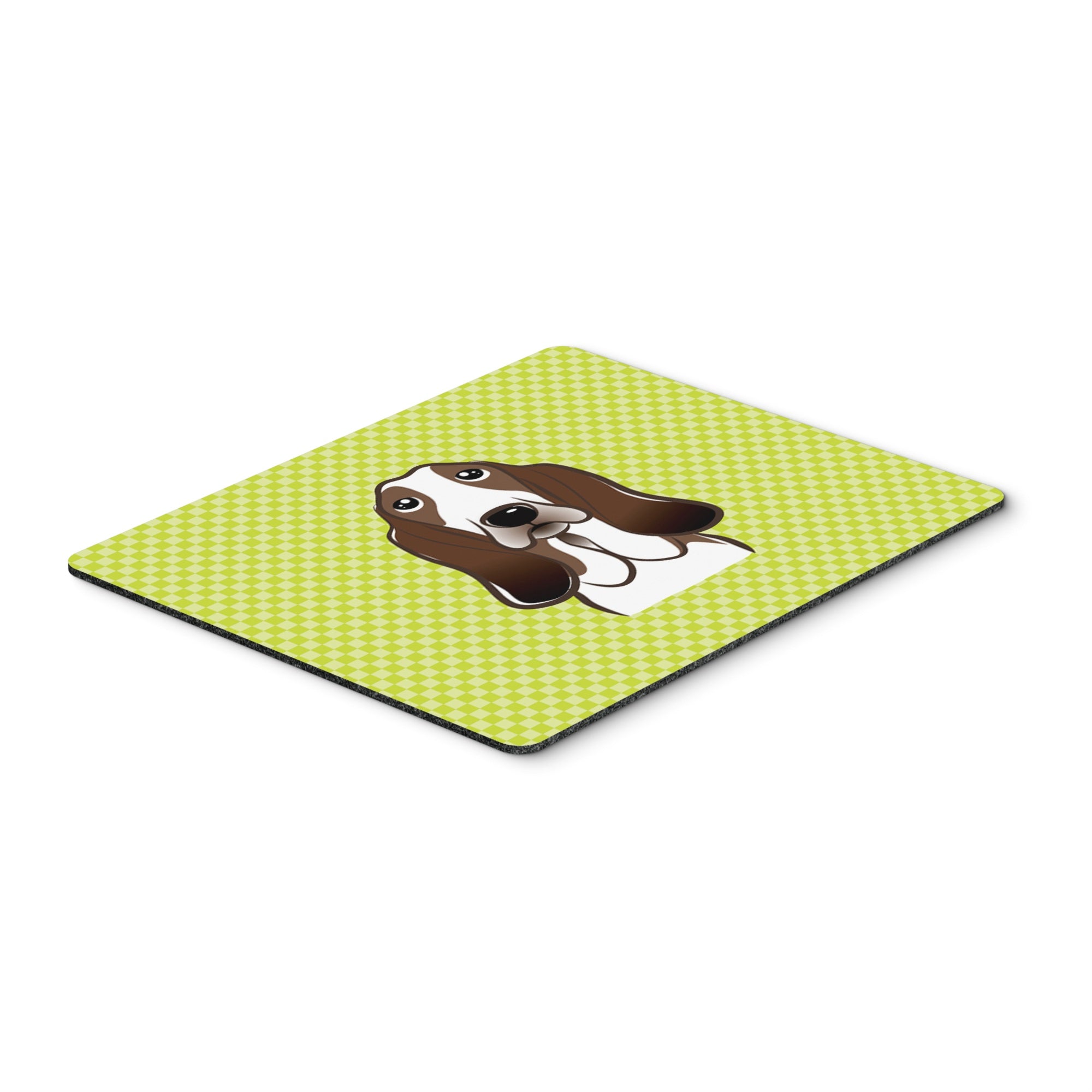 Caroline'S Treasures Checkerboard Lime Green Basset Hound Mouse Pad/Hot Pad/Trivet (Bb1305Mp)