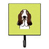 Caroline'S Treasures Bb1305Sh4 Checkerboard Lime Green Basset Hound Leash Or Key Holder, Small, Multicolor
