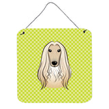 Caroline'S Treasures Checkerboard Lime Green Afghan Hound Wall Or Door Hanging Prints, 6 X 6