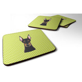 Caroline'S Treasures Bb1307Fc Checkerboard Lime Green Doberman Foam Coaster (Set Of 4), 3.5 H X 3.5 W, Multicolor