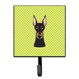 Caroline'S Treasures Bb1307Sh4 Checkerboard Lime Green Doberman Leash Or Key Holder, Small, Multicolor