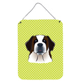 Caroline'S Treasures Checkerboard Lime Green Saint Bernard Wall Or Door Hanging Prints, 16 X 12