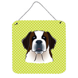 Caroline'S Treasures Checkerboard Lime Green Saint Bernard Wall Or Door Hanging Prints, 6 X 6