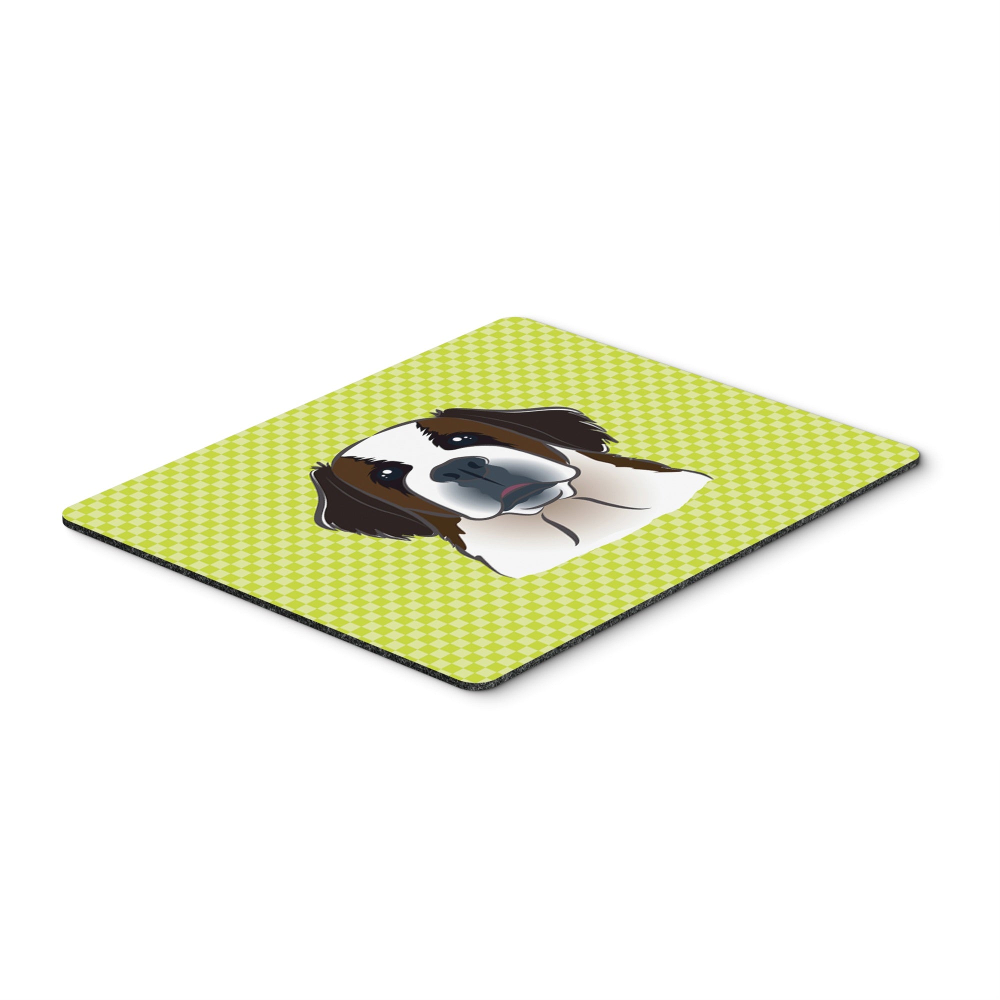 Caroline'S Treasures Checkerboard Lime Green Saint Bernard Mouse Pad/Hot Pad/Trivet (Bb1308Mp)
