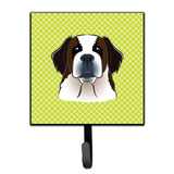 Caroline'S Treasures Bb1308Sh4 Checkerboard Lime Green Saint Bernard Leash Or Key Holder, Small, Multicolor