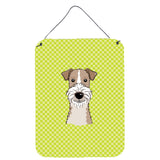 Caroline'S Treasures Checkerboard Lime Green Wire Haired Fox Terrier Wall Or Door Hanging Prints, 16 X 12
