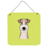 Caroline'S Treasures Checkerboard Lime Green Wire Haired Fox Terrier Wall Or Door Hanging Prints, 6 X 6
