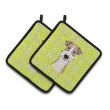 Caroline'S Treasures Checkerboard Lime Green Wire Haired Fox Terrier Pair Of Pot Holders Bb1309Pthd, 7.5Hx7.5W, Multicolor