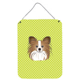 Caroline'S Treasures Checkerboard Lime Green Papillon Wall Or Door Hanging Prints, 16 X 12