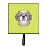 Caroline'S Treasures Bb1312Sh4 Checkerboard Lime Green Gray Silver Shih Tzu Leash Or Key Holder, Small, Multicolor