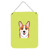 Caroline'S Treasures Bb1316Ds1216 Checkerboard Lime Green Corgi Wall Or Door Hanging Prints, 16 X 12