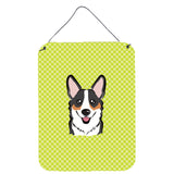 Caroline'S Treasures Bb1317Ds1216 Checkerboard Lime Green Corgi Wall Or Door Hanging Prints, 16 X 12