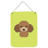 Caroline'S Treasures Checkerboard Lime Green Chocolate Brown Poodle Wall Or Door Hanging Prints, 16 X 12