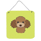 Caroline'S Treasures Lime Green Chocolate Brown Poodle Aluminium Metal Wall Or Door Hanging Prints, 6 X 6