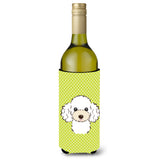 Checkerboard Lime Green White Poodle Wine Bottle Beverage Insulator Hugger Bb1319Literk