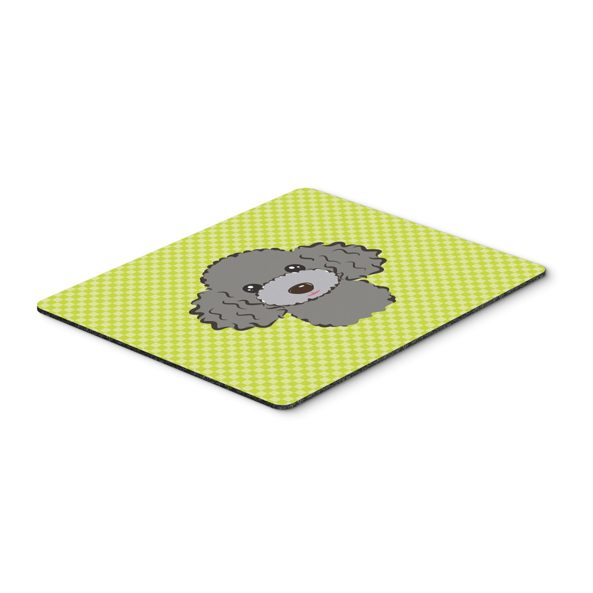 Caroline'S Treasures Checkerboard Lime Green Silver Gray Poodle Mouse Pad/Hot Pad/Trivet (Bb1321Mp)