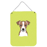 Caroline'S Treasures Bb1322Ds1216 Checkerboard Lime Green Jack Russell Terrier Wall Or Door Hanging Prints, 16 X 12