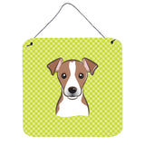 Caroline'S Treasures Bb1322Ds66 Checkerboard Lime Green Jack Russell Terrier Wall Or Door Hanging Prints, 6 X 6
