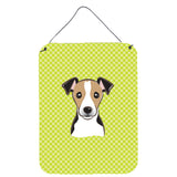 Caroline'S Treasures Bb1323Ds1216 Checkerboard Lime Green Jack Russell Terrier Wall Or Door Hanging Prints, 16 X 12