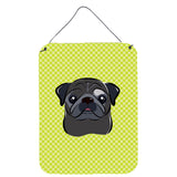 Caroline'S Treasures Checkerboard Lime Green Black Pug Wall Or Door Hanging Prints, 16 X 12
