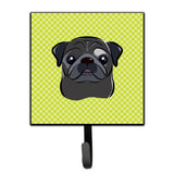 Caroline'S Treasures Bb1325Sh4 Checkerboard Lime Green Black Pug Leash Or Key Holder, Small, Multicolor