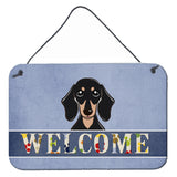 Caroline'S Treasures Bb1401Ds812 Smooth Black And Tan Dachshund Welcome Wall Or Door Hanging Prints, 8 X 12, Multicolor