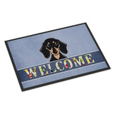 Caroline'S Treasures Bb1401Mat Smooth Black And Tan Dachshund Welcome Indoor Or Outdoor Mat, 18 X 27, Multicolor