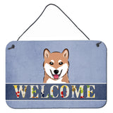 Caroline'S Treasures Bb1411Ds812 Shiba Inu Welcome Wall Or Door Hanging Prints, 8 X 12, Multicolor