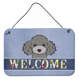 Caroline'S Treasures Bb1445Ds812 Silver Gray Poodle Welcome Wall Or Door Hanging Prints, 8 X 12, Multicolor