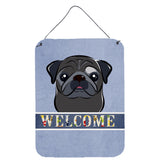 Caroline'S Treasures Bb1449Ds1216 Black Pug Welcome Wall Or Door Hanging Prints, 16 X 12, Multicolor