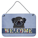Caroline'S Treasures Bb1449Ds812 Black Pug Welcome Wall Or Door Hanging Prints, 8 X 12, Multicolor