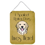 Caroline'S Treasures Bb1453Ds1216 Golden Retriever Spoiled Dog Lives Here Wall Or Door Hanging Prints, 16 X 12, Multicolor