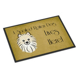 Caroline'S Treasures Bb1455Mat Pomeranian Spoiled Dog Lives Here Indoor Or Outdoor Mat, 18 X 27, Multicolor