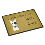 Caroline'S Treasures Bb1457Jmat Bull Terrier Spoiled Dog Lives Here Indoor Or Outdoor Mat, 24 X 36, Multicolor
