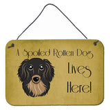 Caroline'S Treasures Bb1461Ds812 Longhair Black And Tan Dachshund Spoiled Dog Lives Here Wall Or Door Hanging Prints, 8 X 12