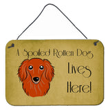 Caroline'S Treasures Bb1462Ds812 Longhair Red Dachshund Spoiled Dog Lives Here Wall Or Door Hanging Prints, 8 X 12, Multic