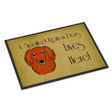 Caroline'S Treasures Bb1462Mat Longhair Red Dachshund Spoiled Dog Lives Here Indoor Or Outdoor Mat, 18 X 27, Multicolor